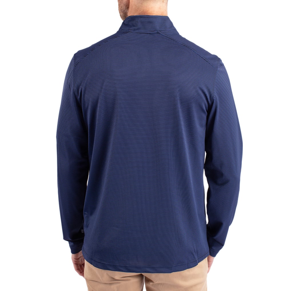  Albany State Golden Rams Cutter & Buck Virtue Micro Stripe DryTec Quarter-Zip Pullover - Blue